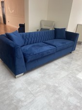 Blue Two Seater Velvet Sofa