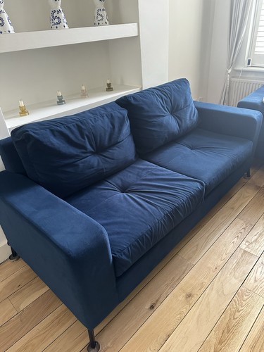 Blue velvet contemporary sofa - blue,