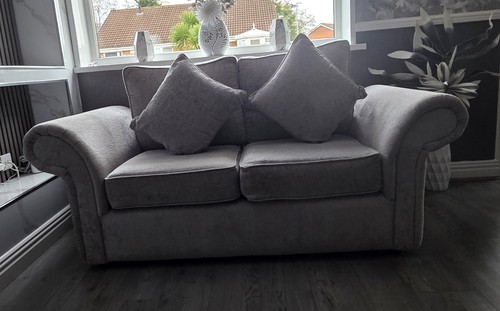 Grey two seater - two-seater, sofa